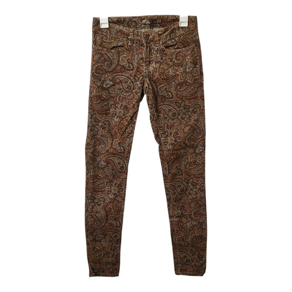 💕Prana Trinity Cord Pants Womens 0 (28x31) Paisley Skinny Corduroy Stretch‎